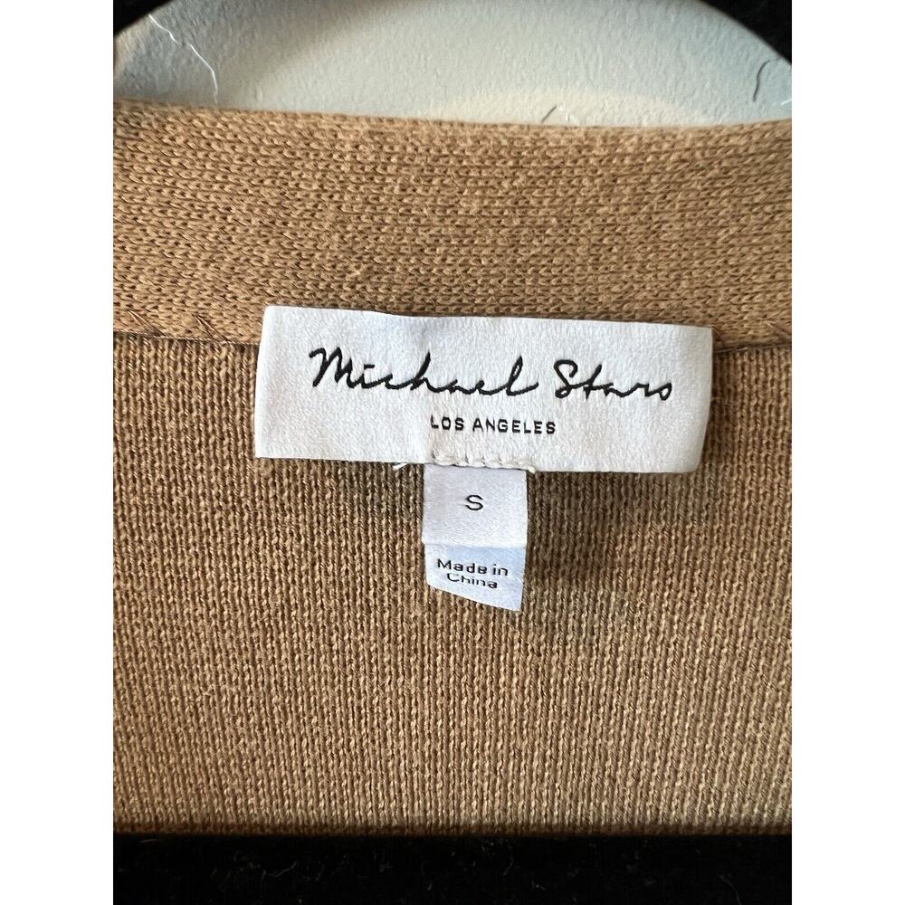 Michael Stars Milano Button Up V-Neck Dolman Cardigan Sweater Tan Size S - Picture 3 of 7